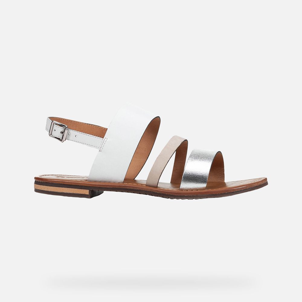 Sandalias Geox Senhora Branco/Prateadas - Sozy - DMGUS4785